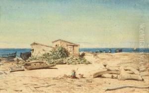 Bords De L'etang De Berre. by Emile Loubon