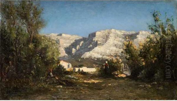 :vue Des Collines Des Environs 
De Marseille,collines Dallauch Ou Daubagne Avec Des Personnages - view 1