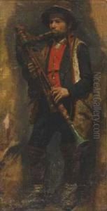 Paysan Au Biniou by Emile Loubon