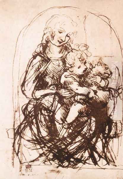 Study Of The Madonna And Child With A Cat - view 1