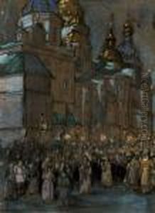 Eglise De L'assomption Du Monastere Fortifie De La Trinite A Saint-sergius by Georgui Loukomski