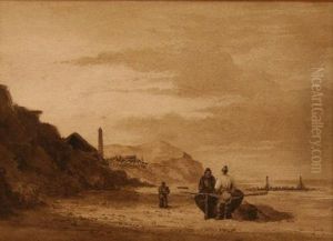 Beach Scene Near Cromer by Thomas Lound