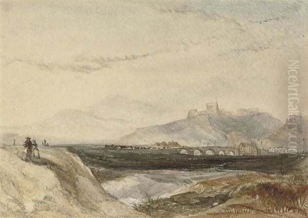 Figures And Cattle Below A Ruined Castle - view 1