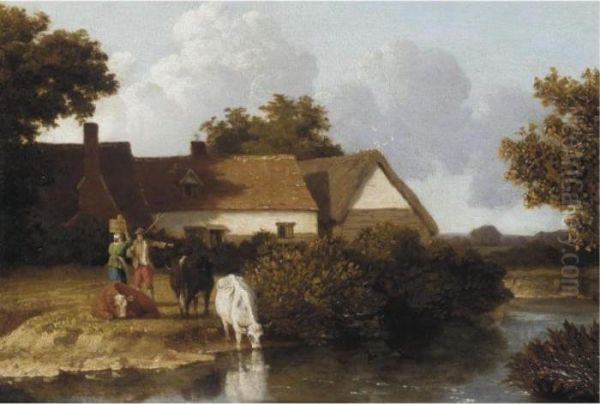 The Cows Watering - view 1