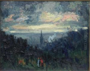 Soleil Couchant Sur Rouen by Maurice Louvrier