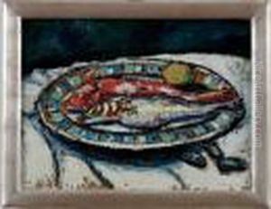 poissons Sur Un Plat En Faience De Forges-les-eaux by Maurice Louvrier