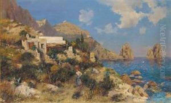A Lady By A Coastline Cottage In Capri - view 1