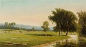 Valley Panorama With Pastures And Trout Stream. by Clinton Loveridge