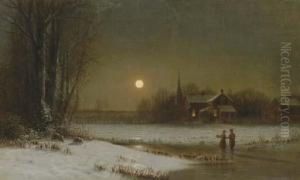 Moon Over The Skating Pond by Clinton Loveridge