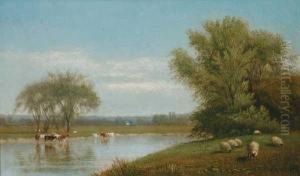 Cattle & Sheep In A River Landscape Cattle & Sheep In A River Landscape