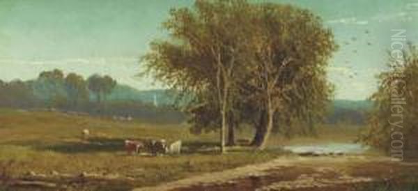 Landscape With Cattle By A Stream - view 1