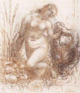 Study for a kneeling Leda 1503-07