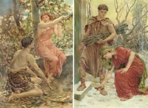 Allegory Of Autumn; And Allegory Of Winter: A Pair Of Works by Will Hicock Low