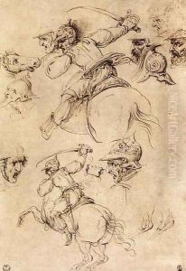 Study of battles on horseback 1503-04 by Leonardo Da Vinci