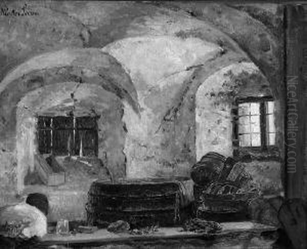 Lowith, W. "werkbank Mit
Fassern Unter Steingewolben". Sign. Oder Bez. Und Dat. 1883, Bez.
Kloster Seeon. Ol Auf Lwd. Auf Karton. 28,5 X 35,5 Cm. Rahmen - view 1