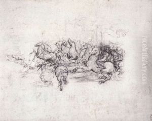 Group of riders in the Battle of Anghiari 1503-04 by Leonardo Da Vinci