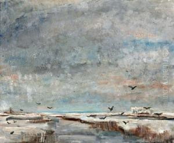 Winters Landschap Met Kraaien - view 1