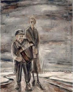 Landscape In Winter With Wandering Musicians