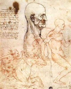 Profile of a man and study of two riders