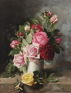 Still Life Of Roses And Pansies