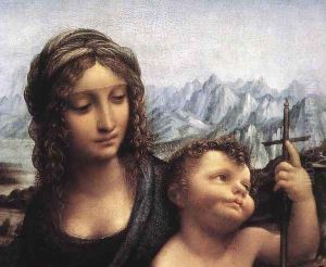 Madonna with the Yarnwider (detail1) by Leonardo Da Vinci