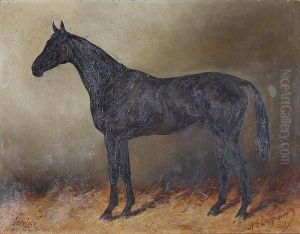 Portrait Of The Racehorse "lorelore" In A Stable by Henry Frederick Lucas-Lucas
