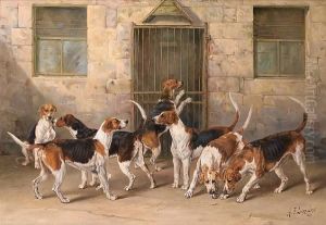 A Group Of Percy Hounds -
'strangler, Finder, Rifleman, Gainer, Pluto, Doriment, Roman, Hotspur,
Render, Testy And Greelock' by Henry Frederick Lucas-Lucas
