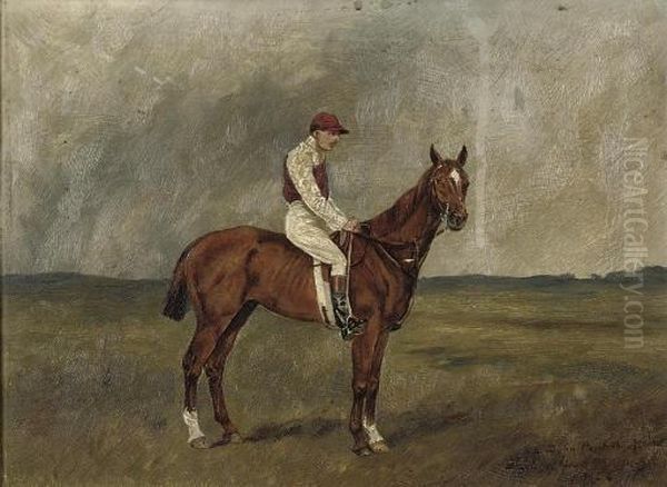 A Racehorse With A Jockey Up - view 1