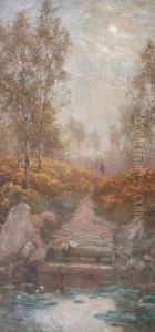 Courting Couple Before A Woodland Pond by Max Ludby