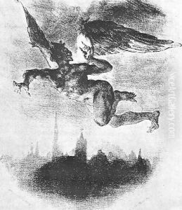 Mephistopheles Over Wittenberg (From Goethe's Faust) 1839