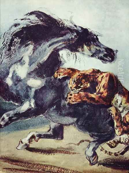 Tiger attacks a horse - view 1