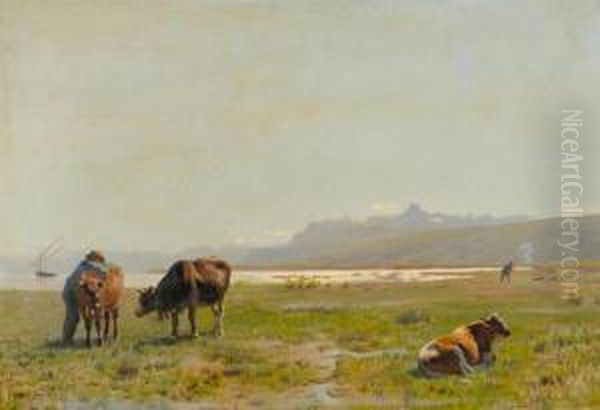 Cows At The Lakeside - view 1