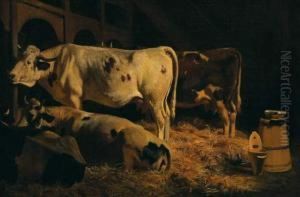 Vaches Al'etable by Albert Lugardon