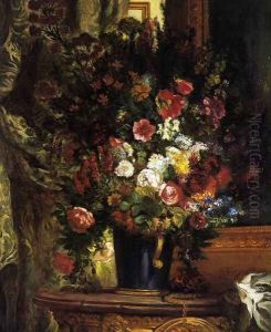 A Vase of Flowers on a Console