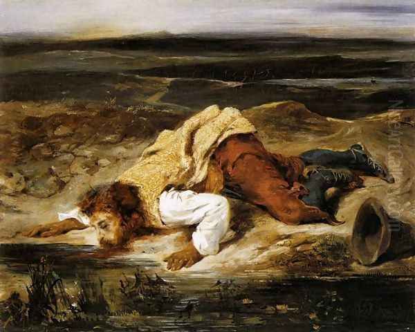 A Mortally Wounded Brigand Quenches his Thirst - view 1