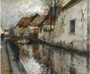 Maisons Au Bord Du Canal by Ferdinand Jean Luigini