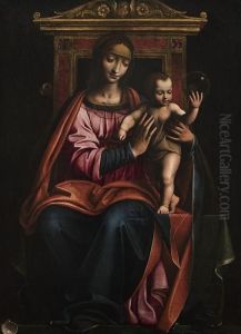 Madonna In Trono Con Bambino by Bernardino Luini