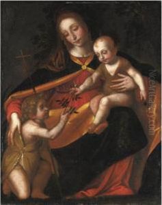 Madonna Col Bambino E San Giovannino by Bernardino Luini