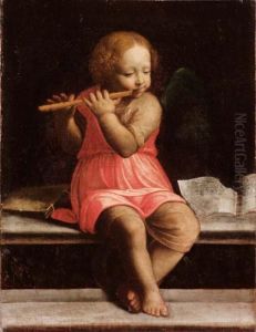Angelo Che Suona Il Flauto by Bernardino Luini