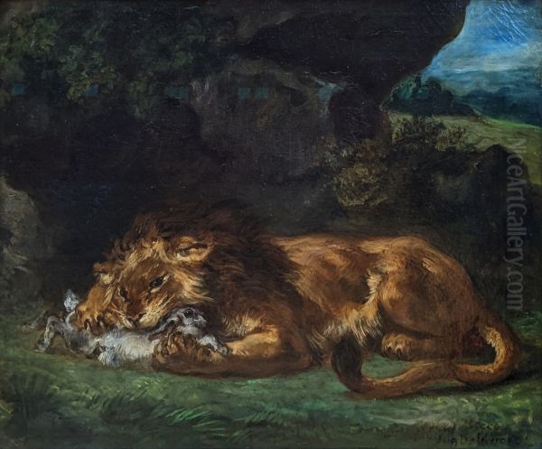 Lion Devouring a Rabbit - view 1