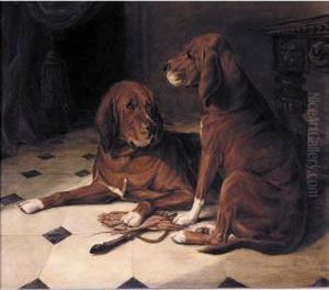Two Hounds In A Great Hall by William Luker