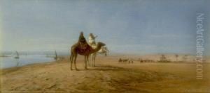 Camels Beside The Nile by William Snr Luker