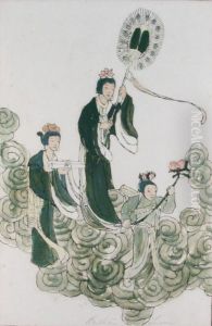 Goddess And Her Attendants In
Clouds by Bertha Boynton Lum
