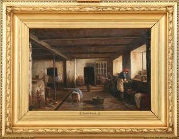 Two Girls Doing The Laundry At Dragsholm Castle, Denmark - view 1