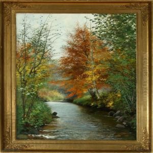 Autumn Forest At A Stream by Emil Carl Lund