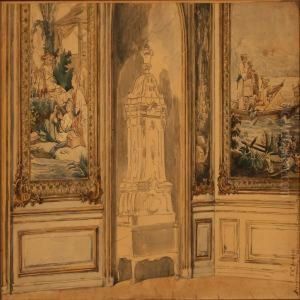 Interior From King Christian Viis Palais On Amalienborg,copenhagen by Frederick Christian Lund