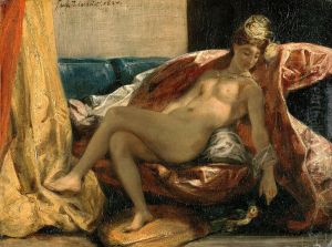 Woman with a Parrot 1827 by Eugene Delacroix