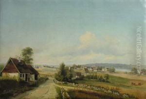 Etude, Paysage Aux Chaumieres by Frederick Christian Lund