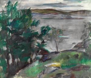 Kystlandskap Med Seilbat I Boye 1920 by Henrik Lund