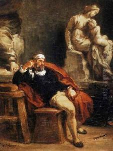 Michelangelo in his Studio 1849-50 by Eugene Delacroix
